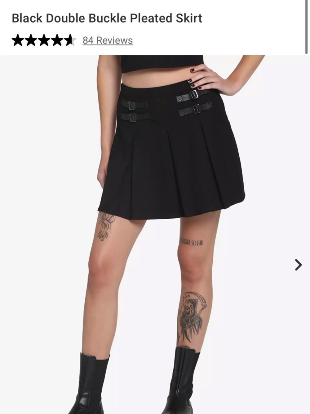Hot Topic Black Pleated Mini Skirt with Double Buckle Straps